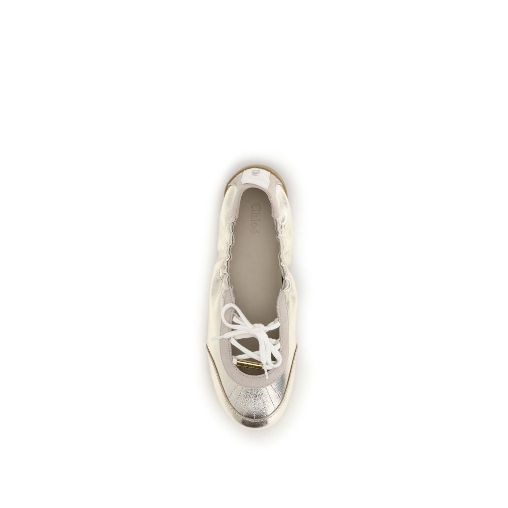 Silver shoe on a white background
