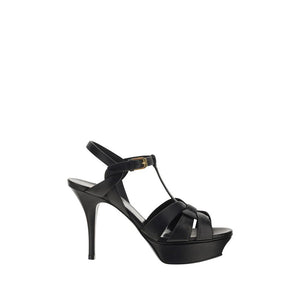 Saint Laurent Black Calf Leather Bos Taurus Platform Sandals
