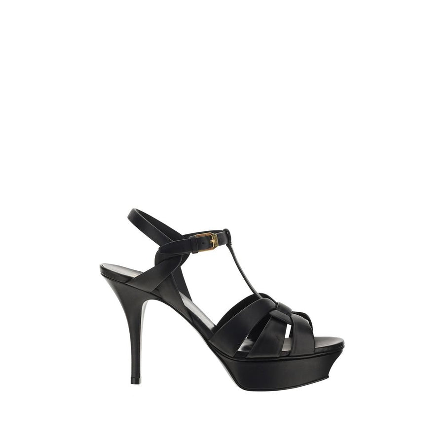 Saint Laurent Black Calf Leather Bos Taurus Platform Sandals
