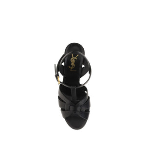 Saint Laurent Black Calf Leather Bos Taurus Platform Sandals