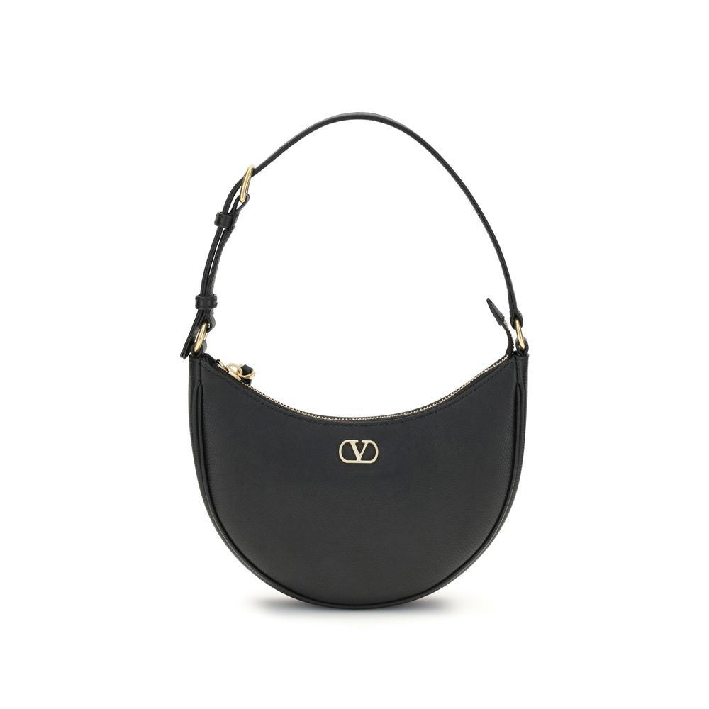 Valentino Garavani Black Calf Leather Bos Taurus Shoulder Bag