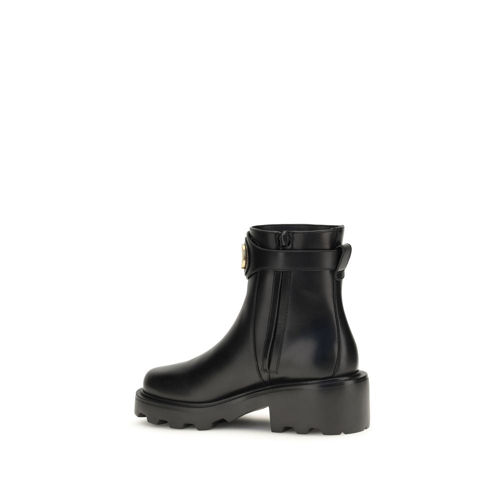 Black ankle boot on a white background