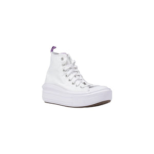 White high-top sneaker on a white background