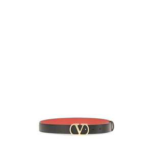 Valentino Garavani Black Calf Leather Bos Taurus Regular Belt
