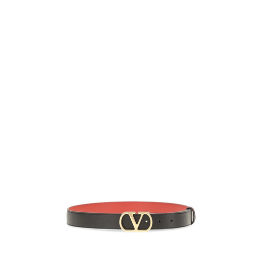 Valentino Garavani Black Calf Leather Bos Taurus Regular Belt