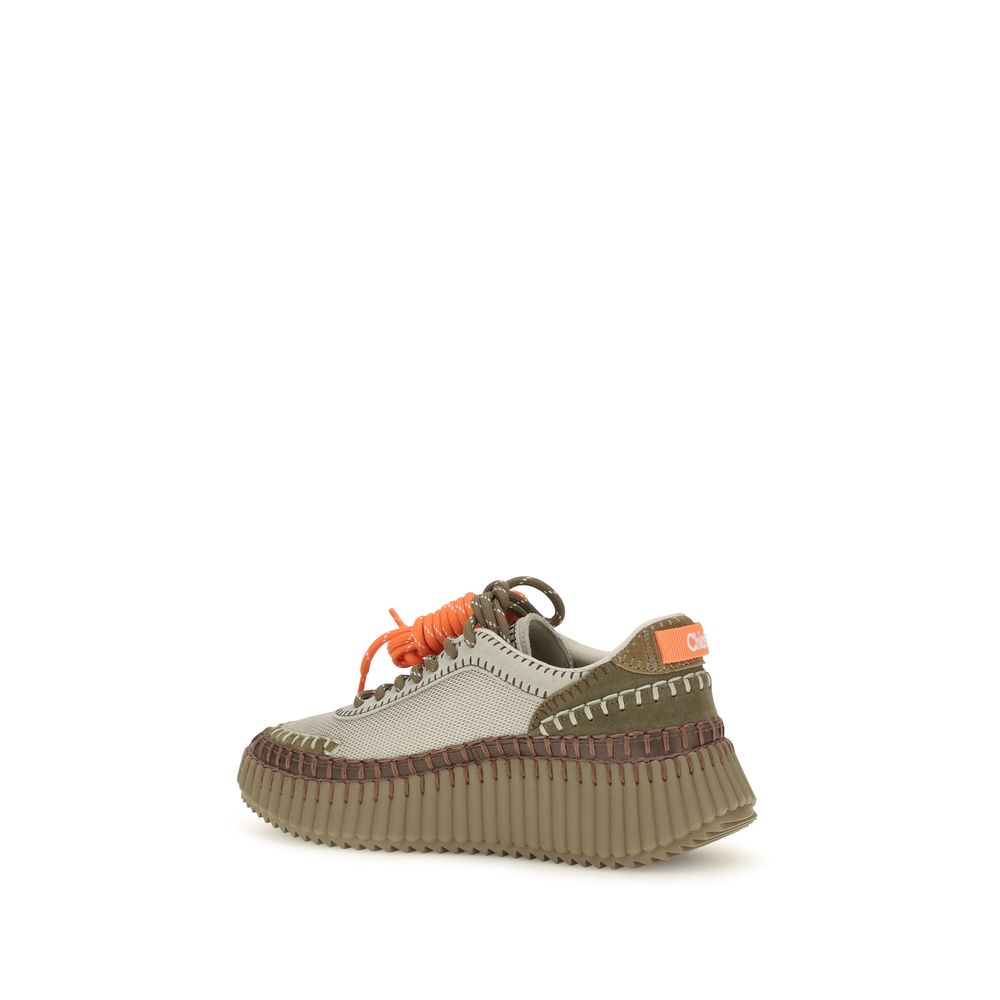 Sneaker with a thick sole on a white background