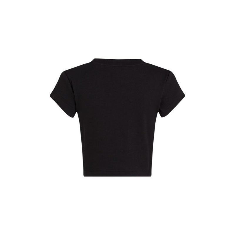 Back view of a plain black cotton short sleeve t-shirt