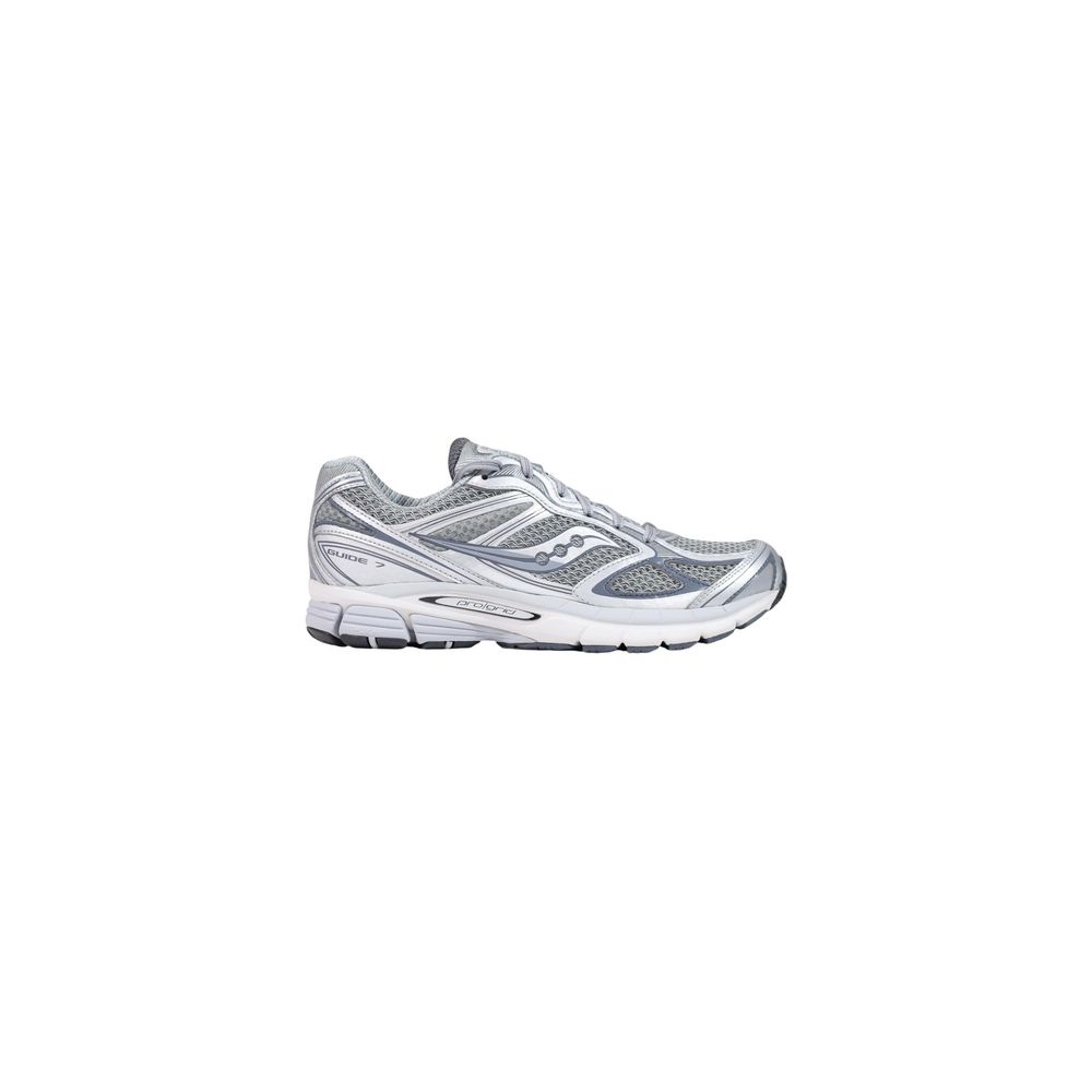 Navy blue sneaker with white logo on a white background