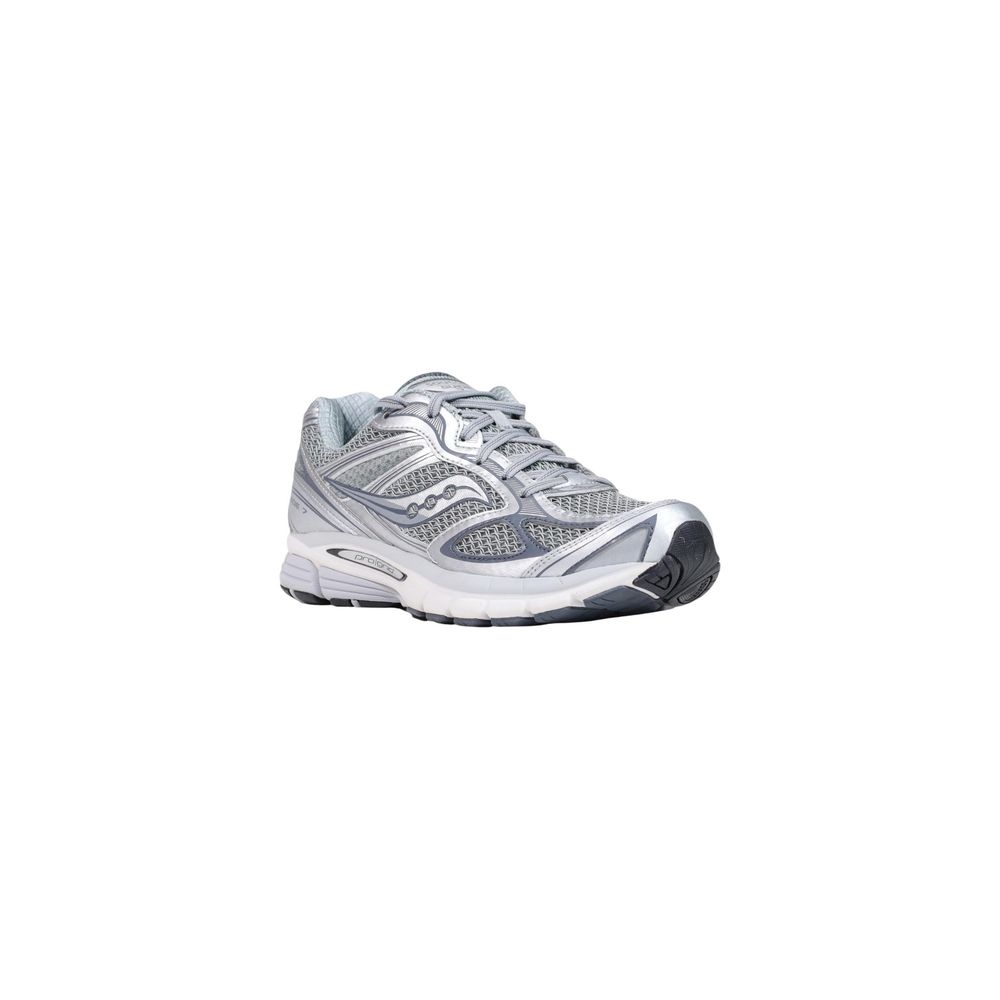White sneaker with brand logo on a white background