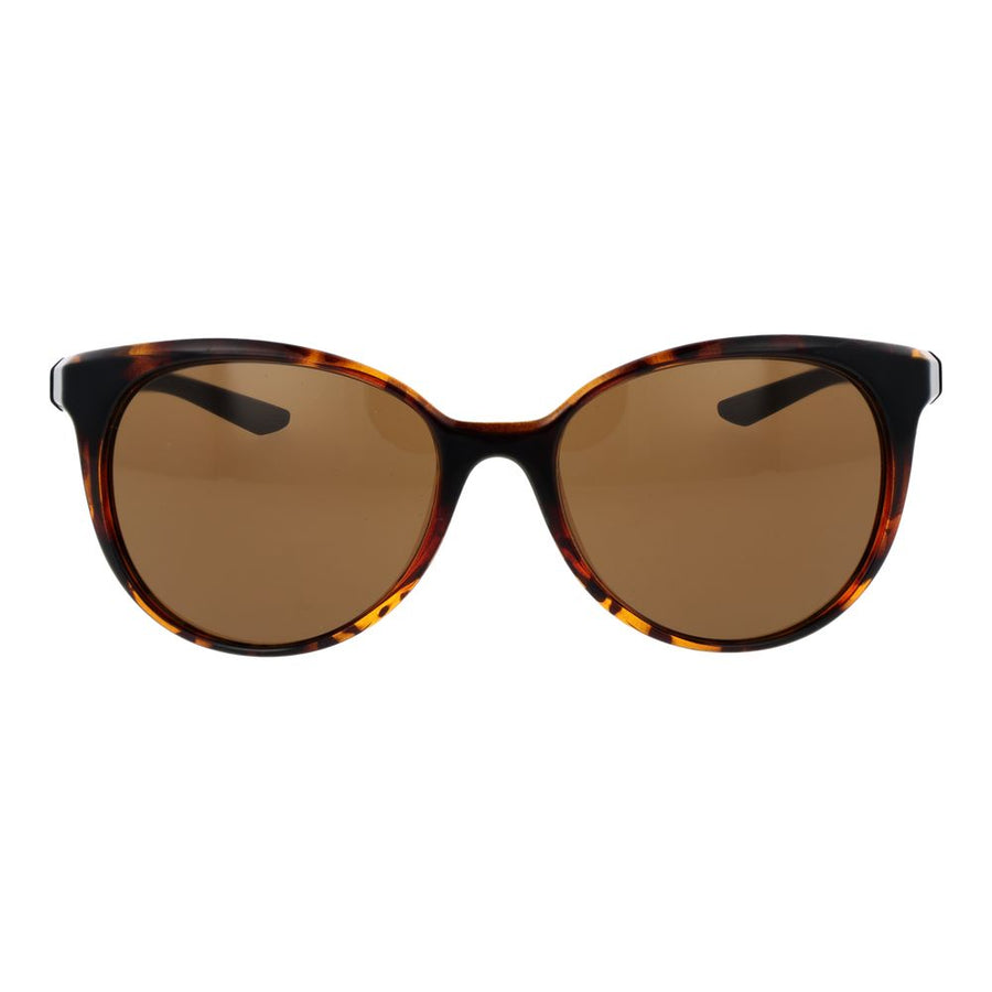 Nike brown tortoiseshell plastic sunglasses with rounded frames and dark lenses