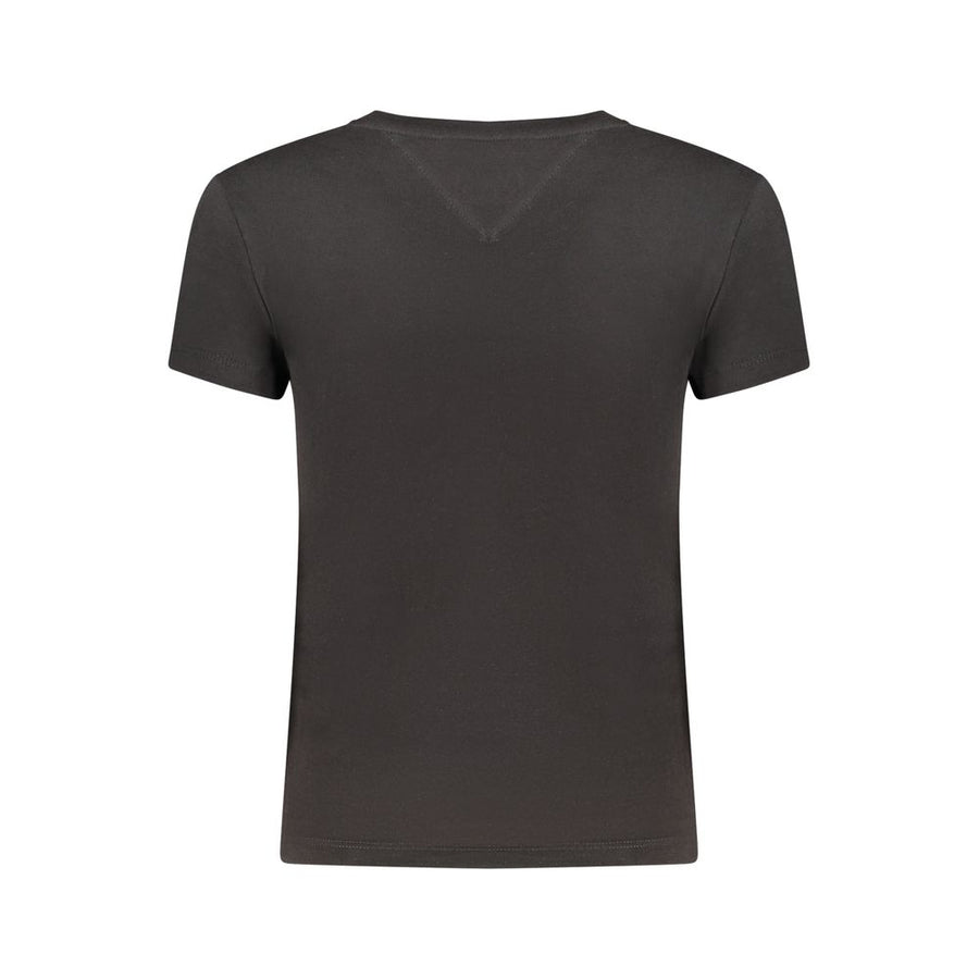 Black cotton crew neck short-sleeve women's t-shirt with Tommy Jeans logo
