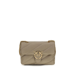 PINKO Gray Calf Leather Bos Taurus Shoulder Bag