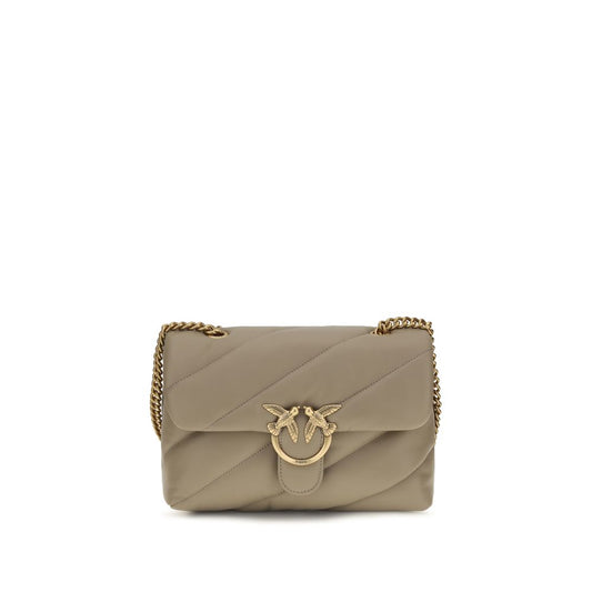 PINKO Gray Calf Leather Bos Taurus Shoulder Bag