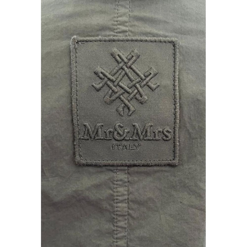 Grey cotton shirt featuring an embroidered Mr & Mrs Italy logo patch