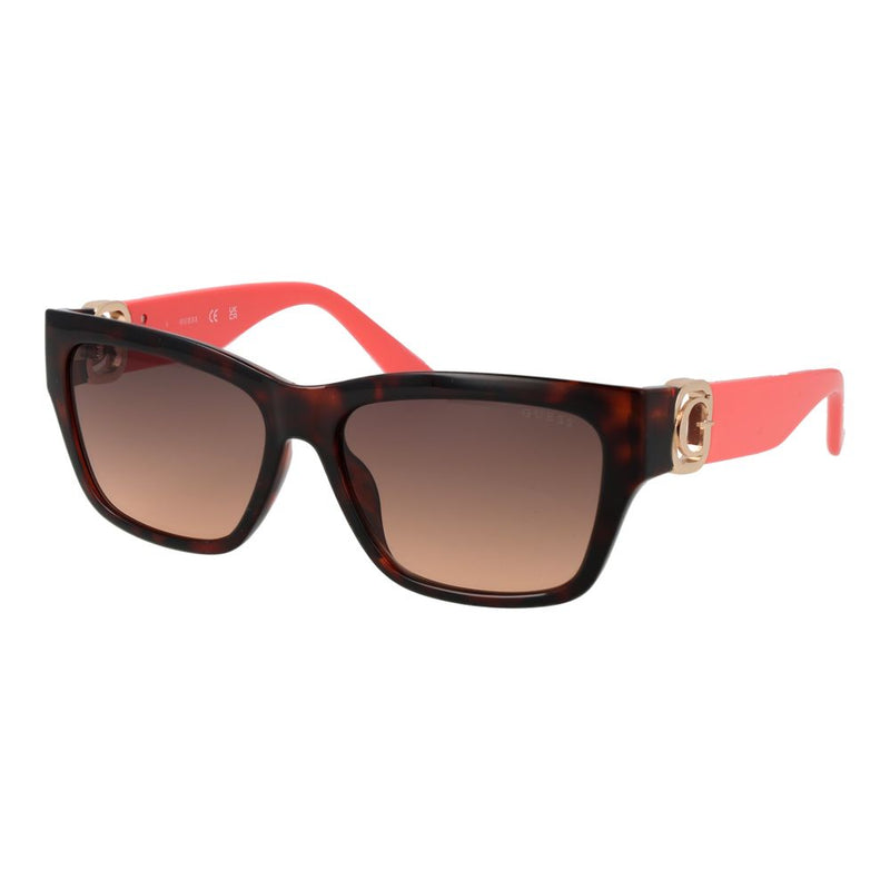 Guess brown tortoise shell and pink plastic sunglasses with gradient lenses and gold logo accents