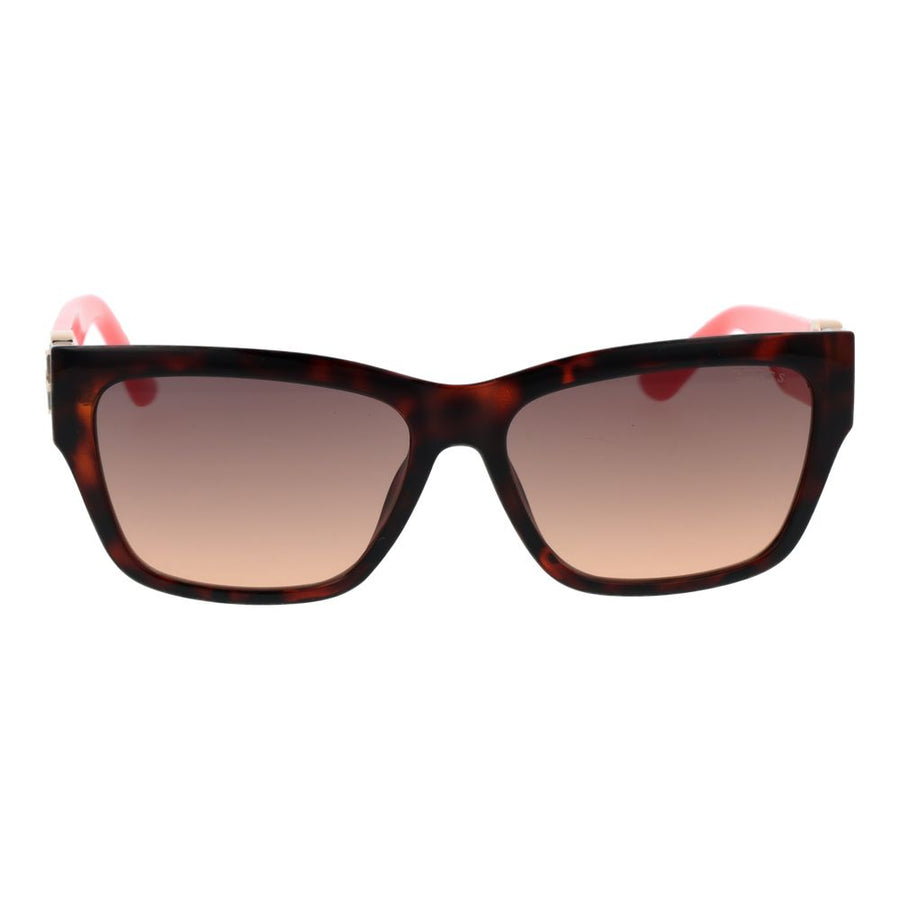 Guess brown tortoise shell and pink plastic sunglasses with gradient lenses and gold logo accents