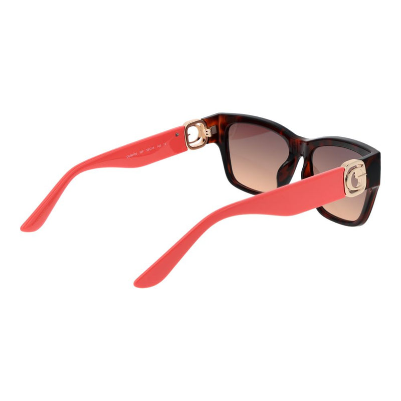 Guess tortoiseshell plastic sunglasses with red temples and gold hardware