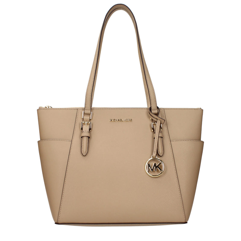 Beige leather Michael Kors shoulder bag with gold hardware and dual top handles