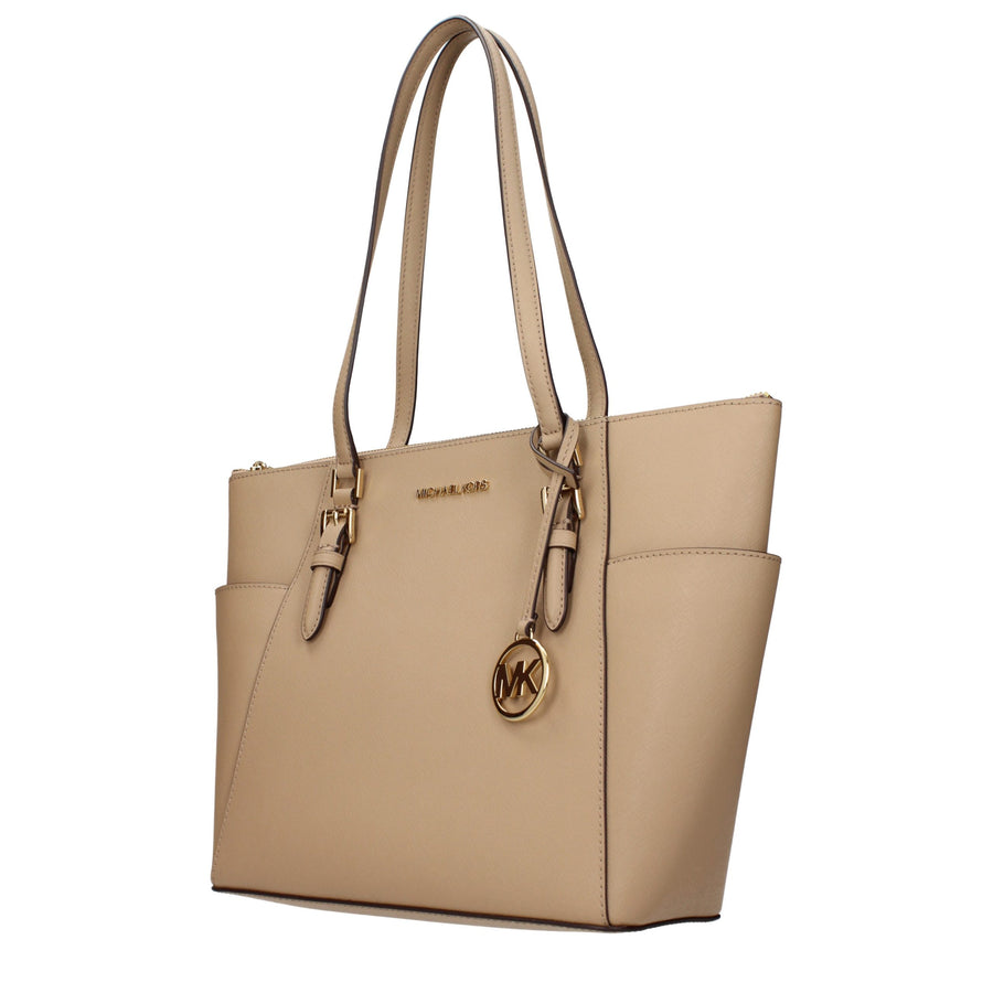 Beige leather Michael Kors shoulder bag with gold hardware and dual top handles