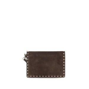 Valentino Garavani Brown Suede Leather Clutch Bag