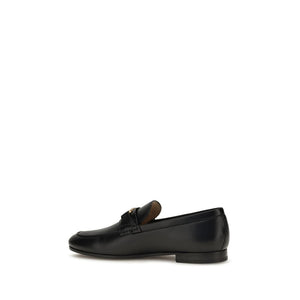 Valentino Garavani Black Calf Leather Bos Taurus Slip-On Loafers