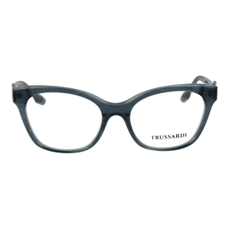 Blue acetate cat-eye eyeglass frames with Trussardi branding