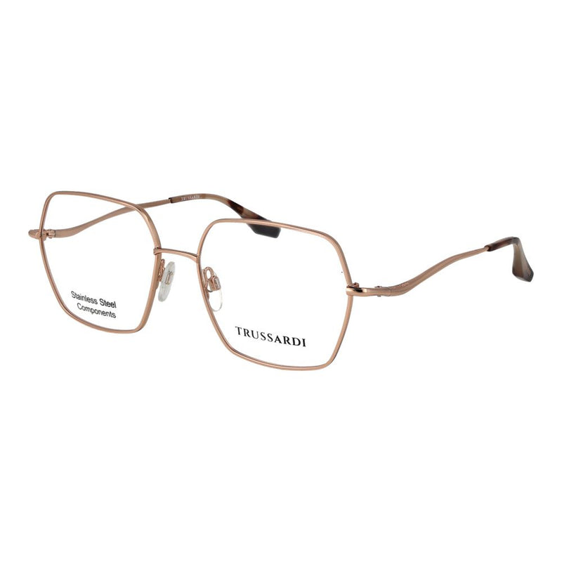 Rose gold stainless steel geometric eyeglasses frames by Trussardi