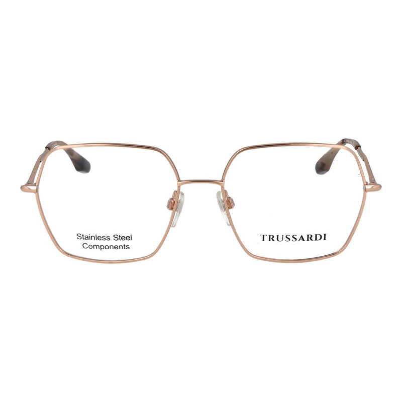 Rose gold stainless steel eyeglass frames with square lenses