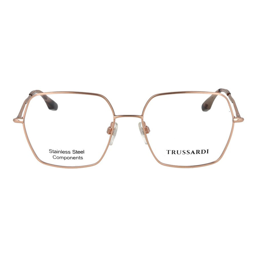 Rose gold stainless steel geometric eyeglasses frames by Trussardi