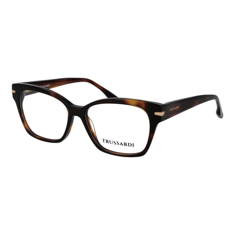 Trussardi brown tortoise shell acetate glasses frames with bold rectangular rims