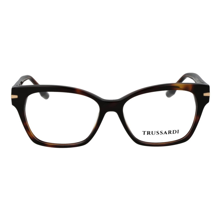 Trussardi brown tortoise shell acetate glasses frames with bold rectangular rims