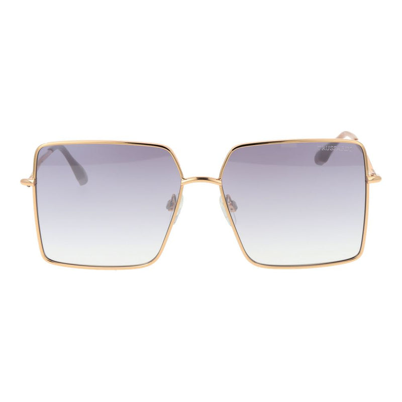 Gold stainless steel square sunglasses with grey gradient lenses