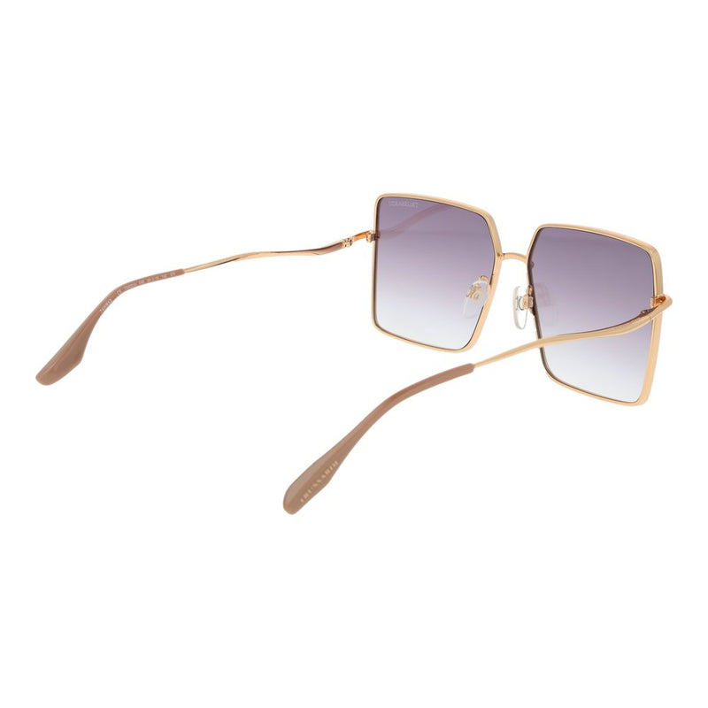 Trussardi gold stainless steel sunglasses with square frames and gradient purple lenses