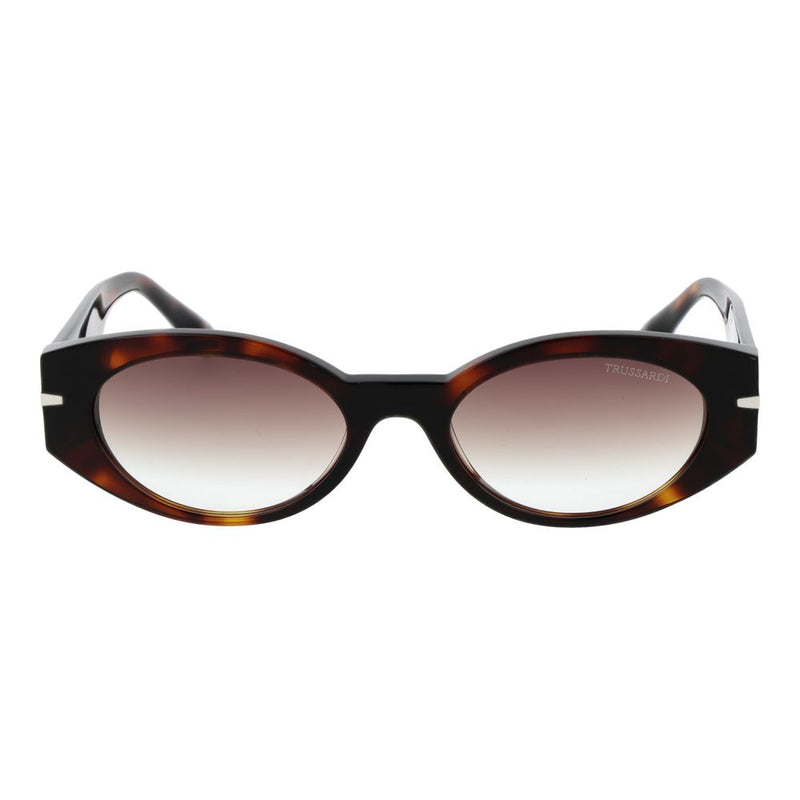 Trussardi brown tortoiseshell acetate oval sunglasses with gradient lenses