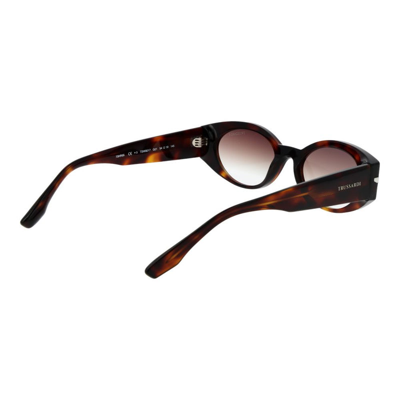 Brown tortoiseshell acetate cat-eye sunglasses with gradient tinted lenses