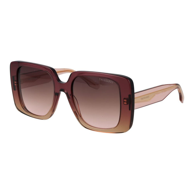 Trussardi pink acetate square sunglasses with gradient tinted lenses and thick frames