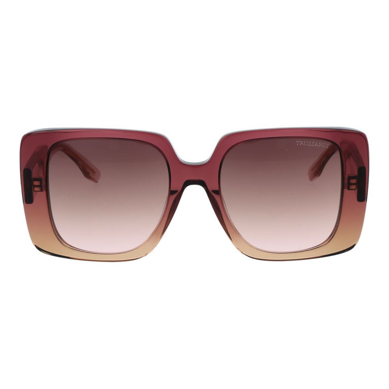 Trussardi oversized square pink acetate sunglasses with gradient lenses