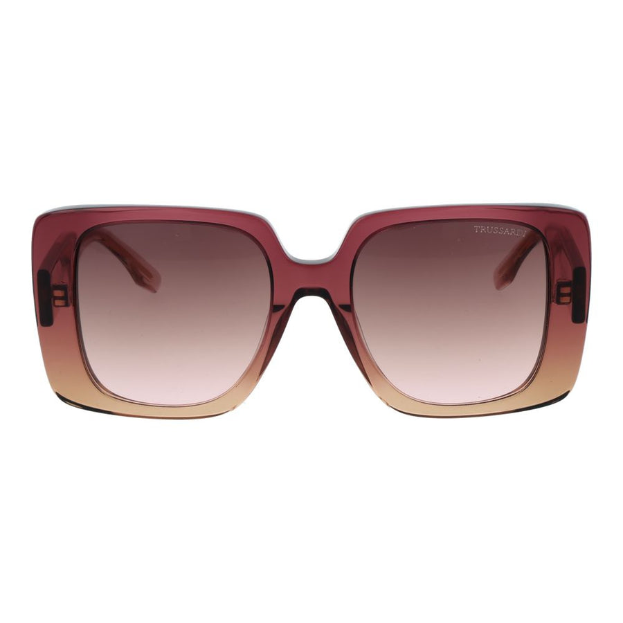 Trussardi pink acetate square sunglasses with gradient tinted lenses and thick frames