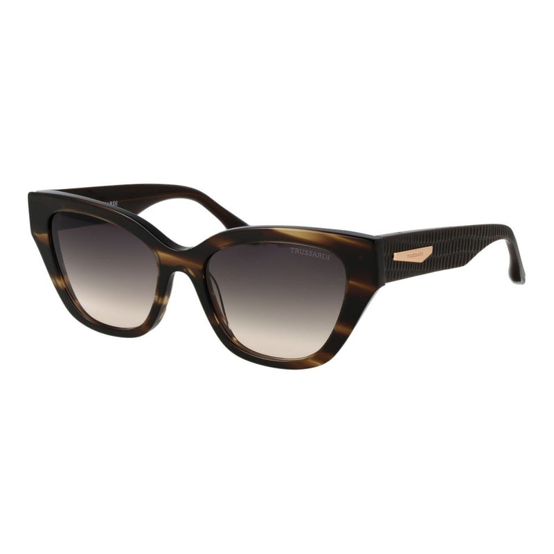 Trussardi brown acetate cat-eye sunglasses with gradient lenses and textured temples