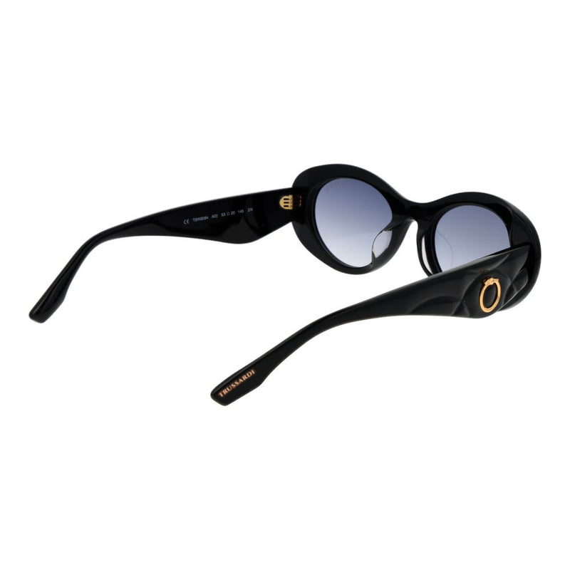 Black acetate sunglasses with thick frames and gradient lenses