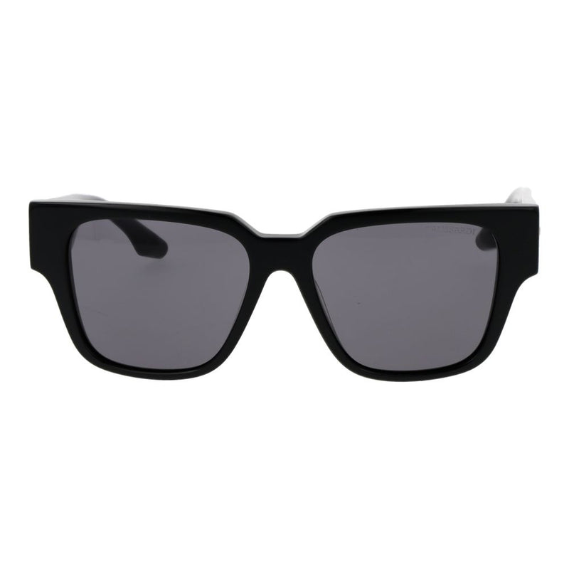 Black thick-rimmed acetate sunglasses with dark tinted lenses