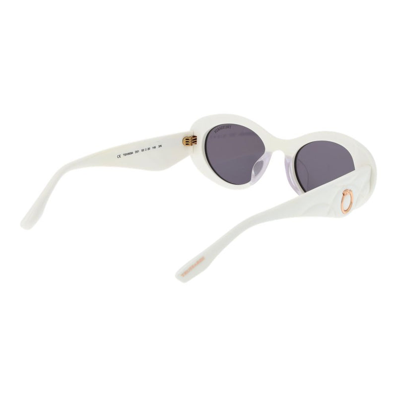Trussardi white acetate sunglasses with round frames and tinted lenses