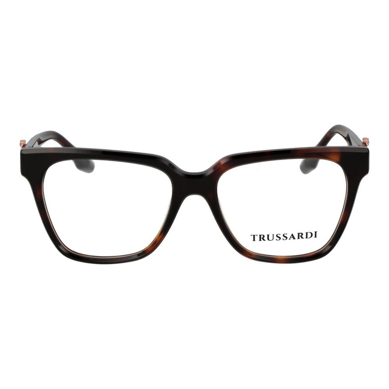 Trussardi brown tortoiseshell acetate eyeglasses frames with a thick square style