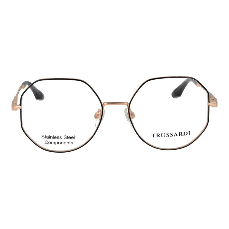 Trussardi black and rose gold stainless steel geometric eyeglass frames