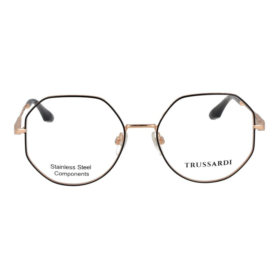 Trussardi black and rose gold stainless steel geometric eyeglasses frames