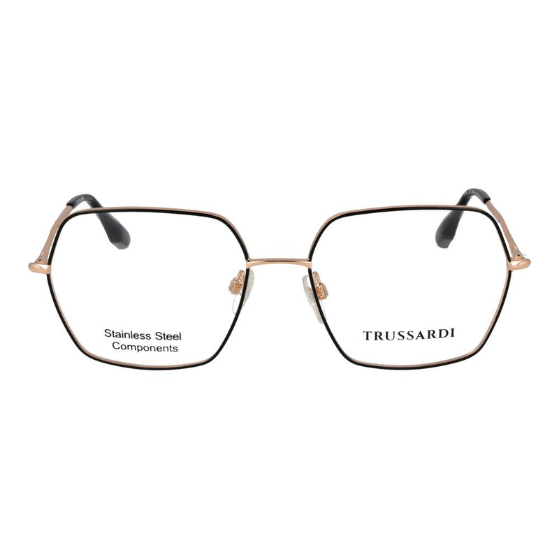 Trussardi black and gold stainless steel square eyeglass frames