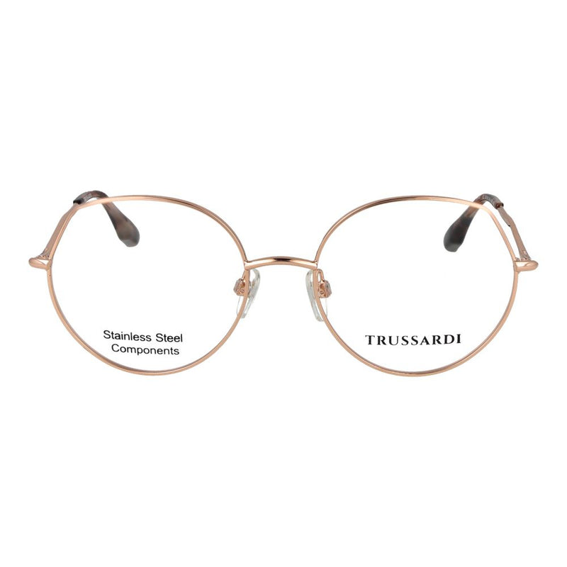 Round rose gold stainless steel eyeglass frames with thin wire rims