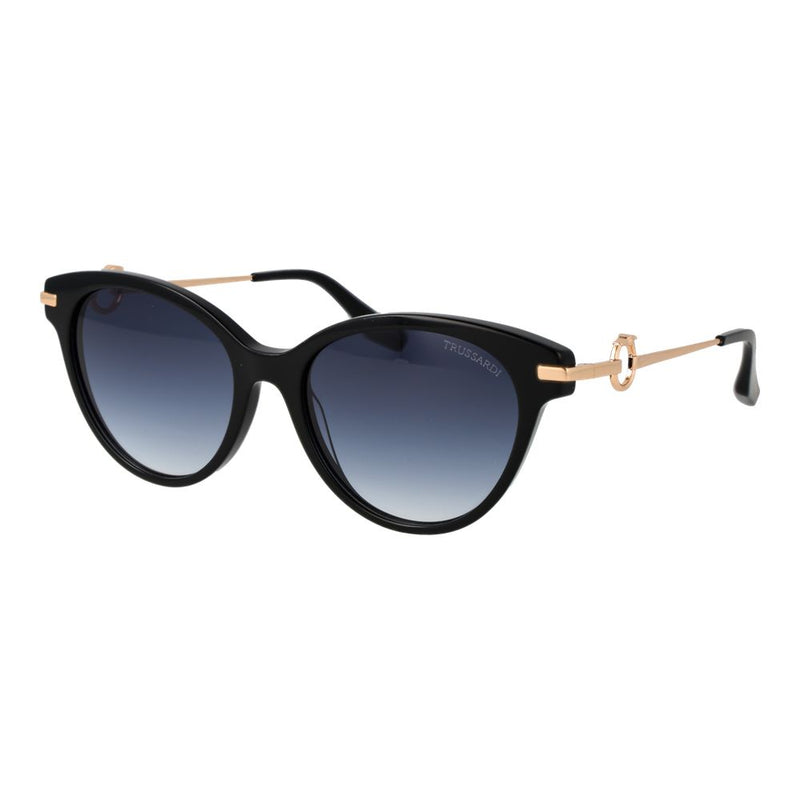 Trussardi black acetate sunglasses with gradient lenses and gold temples
