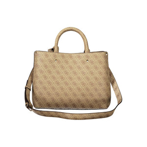 Guess Jeans Beige Leather Women's Bag with Handles and Shoulder Strap