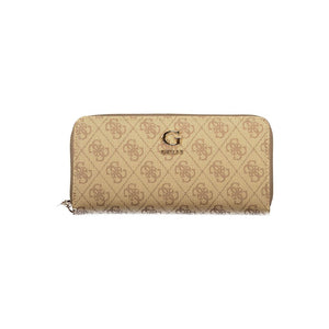Guess Jeans Beige Polyurethane Women's Wallet with Functional Compartments